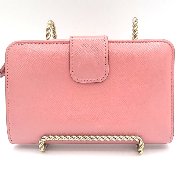 PRADA Portafoglio Pattina Pink Saffiano Leather Bifold Wallet - Picture 3 of 16
